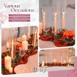 12 Pcs Hurricane Candle Holders 13.8 Tall Glass Taper & Pillar Candle Stan