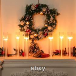 12 Pcs Hurricane Glass Candle Holders 2.5 x 14 Open Ended Tube Ribbed Shade B