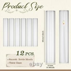 12 Pcs Hurricane Glass Candle Holders 2.5 x 14 Open Ended Tube Ribbed Shade B