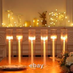 12 Pcs Hurricane Glass Candle Holders 2.5 x 14 Open Ended Tube Ribbed Shade B