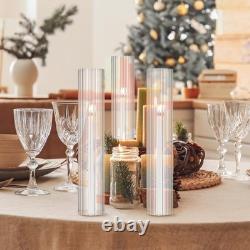 12 Pcs Hurricane Glass Candle Holders 2.5 x 14 Open Ended Tube Ribbed Shade B