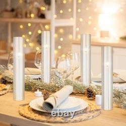 12 Pcs Hurricane Glass Candle Holders 2.5 x 14 Open Ended Tube Ribbed Shade B