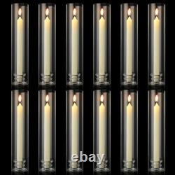 12 Sets Modern Candle Stand with Chimney Cover Taper Candle Holders Glass Hur