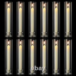 12 Sets Modern Candle Stand with Chimney Cover Taper Candle Holders Glass Hur