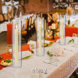 12 Sets Modern Candle Stand with Chimney Cover Taper Candle Holders Glass Hur