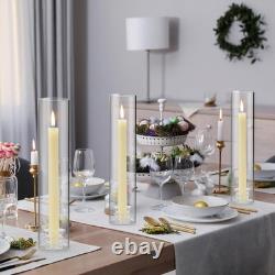 12 Sets Modern Candle Stand with Chimney Cover Taper Candle Holders Glass Hur