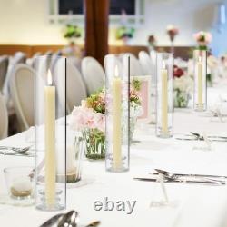 12 Sets Modern Candle Stand with Chimney Cover Taper Candle Holders Glass Hur