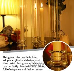 12 Sets Modern Candle Stand with Chimney Cover Taper Candle Holders Glass Hur