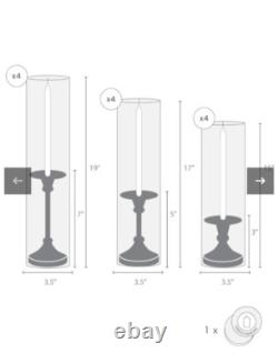 12 Taper Candles, 12 Glass Chimneys and 12 Gold Timeless Taper Holders S