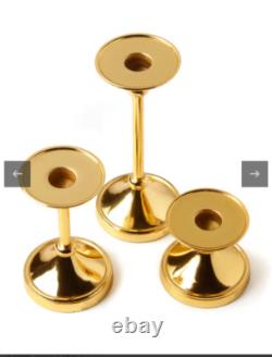 12 Taper Candles, 12 Glass Chimneys and 12 Gold Timeless Taper Holders S