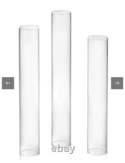 12 Taper Candles, 12 Glass Chimneys and 12 Gold Timeless Taper Holders S