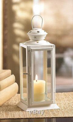 12 WHITE 8 tall Candle holder Lantern Lamp terrace wedding table centerpiece