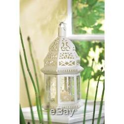 12 WHITE Shabby WEDDING Moroccan Table Decor CENTERPIECES CANDLE Holder Lanterns