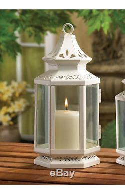 12 White 10 tall morrocan shabby candle holder lantern wedding table decoration