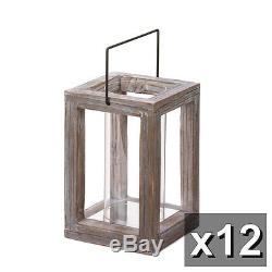 12 bulk lot weathered wood hurricane Candle Lantern holder wedding centerpiece