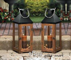 12 large 20 brown wood & metal Candle holder lantern wedding table centerpiece