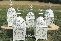 12 white Moroccan scrollwork lantern Candle holder wedding table centerpiece