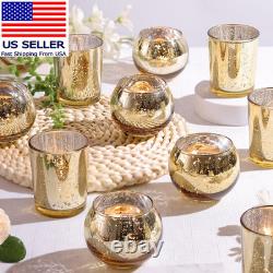 12Pcs Assorsted Gold Votive Candle Holders, Gold Wedding Table Decorations for H