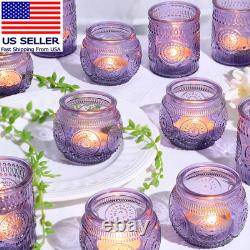 12Pcs Assorted Purple Votive Candle Holders for Party Decorations, Lavender Teal