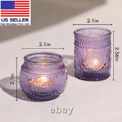 12Pcs Assorted Purple Votive Candle Holders for Party Decorations, Lavender Teal