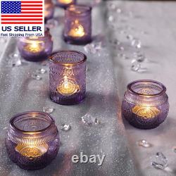 12Pcs Assorted Purple Votive Candle Holders for Party Decorations, Lavender Teal