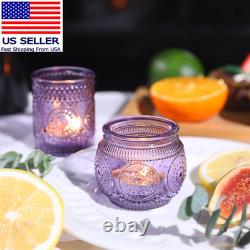 12Pcs Assorted Purple Votive Candle Holders for Party Decorations, Lavender Teal