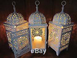 13 lot white Moroccan scrollwork Lantern Candle holder wedding table centerpiece