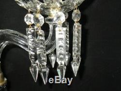14 Glass Diamond Point 2 Light Candelabra Bobeches & Crystal Icicle Prisms