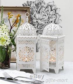14 lot white Moroccan scrollwork Lantern Candle holder wedding table centerpiece