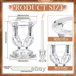 144 Pcs Glass Clear Taper Candle Holders Set Bulk Clear Taper Candlestick Hol