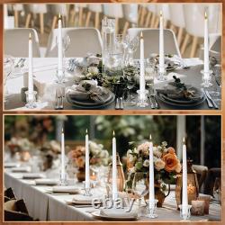 144 Pcs Glass Clear Taper Candle Holders Set Bulk Clear Taper Candlestick Hol