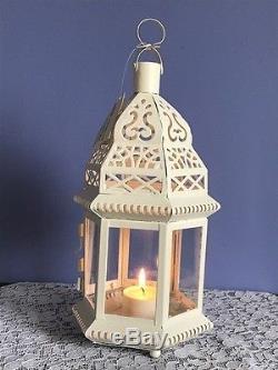 15 Moroccan Style Lantern Clear Glass White Candle Holder Wedding Centerpieces