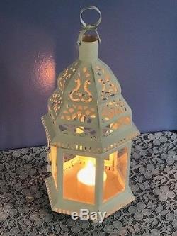 15 Moroccan Style Lantern Clear Glass White Candle Holder Wedding Centerpieces