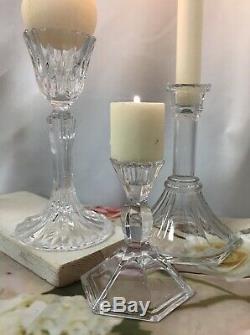15 VINTAGE Elegant Cut Crystal Glass Candle Candlestick Holders LOT WEDDING
