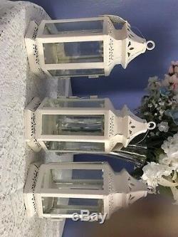 15 Victorian Candle Holder White Small Lantern Wedding Centerpieces Set