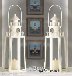 15 WHITE nautical 12 LIGHTHOUSE CANDLE HOLDER light wedding table centerpiece