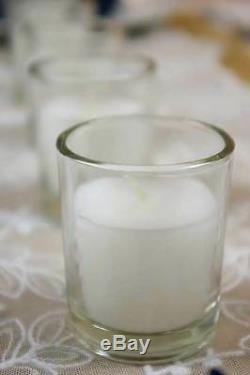 150 White Wax Glass Holder Votive Table Candle Wedding Anniversary Party Event