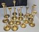 16 Piece Brass Graduated Candlestick Candle Holders Chamber Wedding Vintage Lot