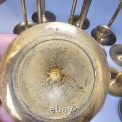 16 Piece Brass Graduated Candlestick Candle Holders Chamber Wedding Vintage Lot