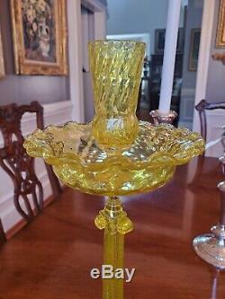 16 Salviati Murano Venetian Glass 3 Dolphin Candlesticks Yellow Gold Flecks