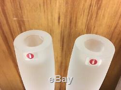 16 Timo Sarpaneva for Iittala Marcel Frosted Glass PAIR Candlesticks Signed