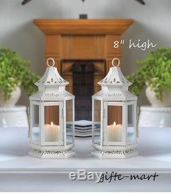 16 White 8 Moroccan shabby whitewashed candle holder lantern wedding decoration