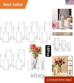 18 Clear Glass Cylinder Candle Holders Perfect for Centerpieces & Celebrations