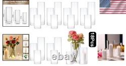 18 Clear Glass Cylinder Candle Holders Perfect for Centerpieces & Celebrations