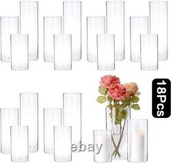 18 Clear Glass Cylinder Candle Holders Perfect for Centerpieces & Celebrations
