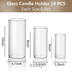 18 Clear Glass Cylinder Candle Holders Perfect for Centerpieces & Celebrations