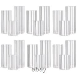 18 PCS Ribbed Hurricane Glass Candle Holders Bulk Transparent Cylinder Candle