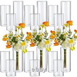18 Pieces Clear Glass Cylinder Vases Floating Candles Holders Clear Cylinder