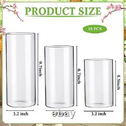 18 Pieces Clear Glass Cylinder Vases Floating Candles Holders Clear Cylinder