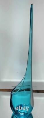 18 Vintage L E Smith Swung Glass / Taper Candle Holder/teal & White Stripe